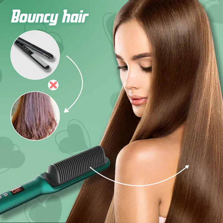 2 in 1 Hair Straightening Brush & Curler