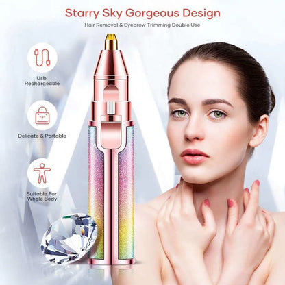 2-in-1 Eyebrow Trimmer & Facial Hair Shaver for Women – Rechargeable, Painless & Precise Beauty tool