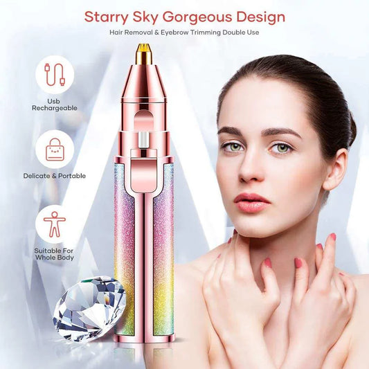 2-in-1 Eyebrow Trimmer & Facial Hair Shaver for Women – Rechargeable, Painless & Precise Beauty tool
