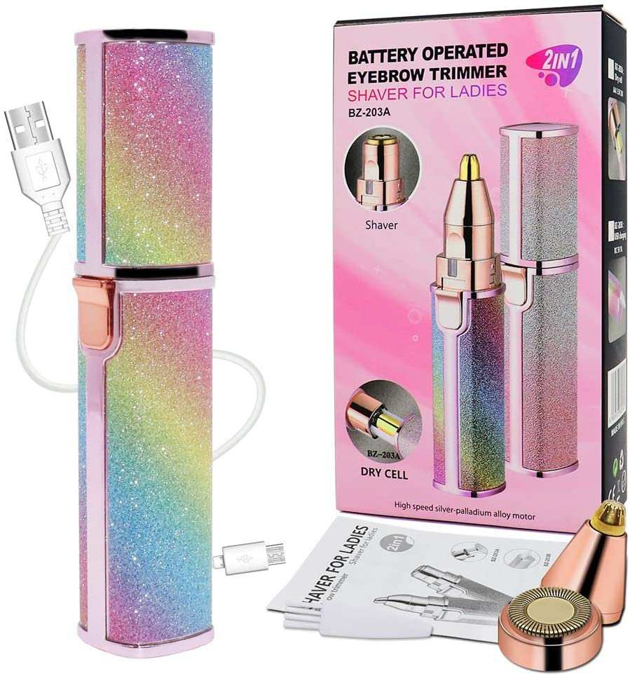 2-in-1 Eyebrow Trimmer & Facial Hair Shaver for Women – Rechargeable, Painless & Precise Beauty tool