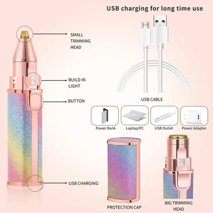 2-in-1 Eyebrow Trimmer & Facial Hair Shaver for Women – Rechargeable, Painless & Precise Beauty tool